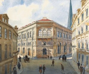 ""A rigai tőzsde portréja Lettországban"" (A rigai tőzsde képe) Albert Benois (1852-1936) akvarellje - 1880, 22,5x27 cm-es magángyűjtemény