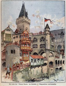 Robida „Régi Párizs” egyik sarka a világkiállításon. Borító „” A kis franciával illusztrálva”” 1900.05.26. alkotó: Albert Robida