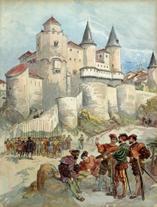 Egy fogoly, Francois 1. (1494-1547) 1526-ig a madridi (Spanyolország) Alcazar tornyába volt bezárva. alkotó: Albert Robida
