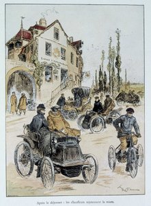 Reggeli után a sofőrök visszatérnek az útra: Robida motoros közlekedésének kezdete alkotó: Albert Robida