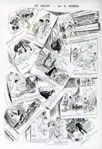 A Szalonban, a „La Caricature” 283. számából, 1885. május 30. alkotó: Albert Robida