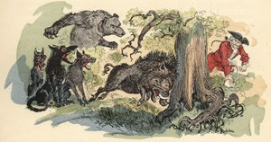 Illusztráció: Albert Robida: „Münchausen báró története és kalandjai” (Munchhausen), H. Laurens, 19. század vége. alkotó: Albert Robida