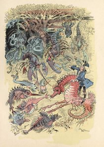 Albert Robida illusztrációja: Münchausen báró története és kalandjai” (Munchhausen), H. Laurens szerk., 19. század vége.” alkotó: Albert Robida