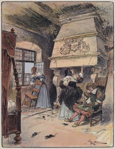 Illusztráció a Le Capitaine Bellormeau-hoz: A Robida illusztrálta (színes litó) alkotó: Albert Robida