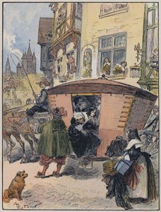 Illusztráció a Le Capitaine Bellormeau-hoz: A Robida illusztrálta (színes litó) alkotó: Albert Robida