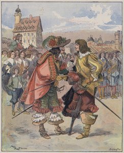 Illusztráció a Le Capitaine Bellormeau-hoz: A Robida illusztrálta (színes litó) alkotó: Albert Robida