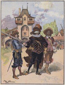 Illusztráció a Le Capitaine Bellormeau-hoz: A Robida illusztrálta (színes litó) alkotó: Albert Robida