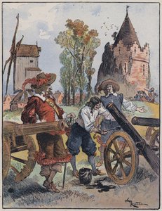 Illusztráció a Le Capitaine Bellormeau-hoz: A Robida illusztrálta (színes litó) alkotó: Albert Robida
