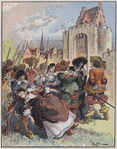 Illusztráció a Le Capitaine Bellormeau-hoz: A Robida illusztrálta (színes litó) alkotó: Albert Robida
