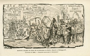 Albert Robida (1848-1926) illusztrációja a Histoire de France tintamarresque-ben, kb. 1880 - Állomás, Ancien rezsim, Szicília - Philippe I alkotó: Albert Robida