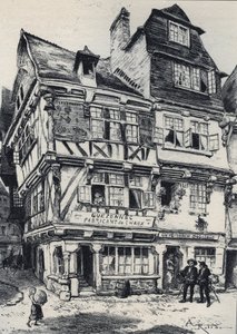 La venelle aux pastes Morlaix-ban - Ó-Franciaország - Bretagne - Albert Robida (1848-1926) szövegei, rajzai és litográfiái, dátum nélküli 19. század vége alkotó: Albert Robida