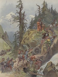 Átkelés az Alpokon alkotó: Albert Robida