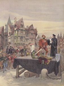 Saint Vallier kegyelmet kap a chafaudon alkotó: Albert Robida