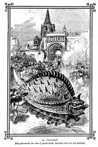 Tarascon taraskója, a provence-i folklór mesés szörnyetege: Albert Robida illusztrációja A Mironneau, Librairie Armand Colin „Choice of Reading” című iskolai könyvéhez, 1911 alkotó: Albert Robida