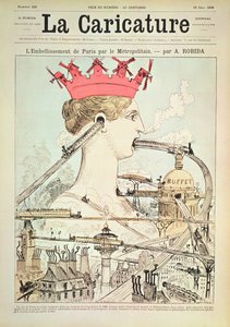 A párizsi javítás a metróval, a „La Caricature”-ből, 1886. június 19. (színes litó) alkotó: Albert Robida