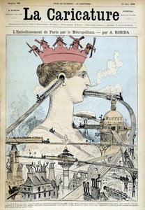 Párizs szépítése a metróval - Robida, 1886. 06. 19-i "" La karikatúrában" alkotó: Albert Robida