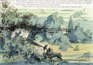 Víz alatti háborús jelenet. Robida „Háború a XX. században” című művében, 19. század végén. alkotó: Albert Robida