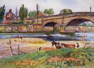 Walton-le-Dale, a híd (színes litho)