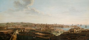 Valletta (Málta és környéke) hét nézetéből álló sorozat egyike, 1753 körül (olaj, vászon)