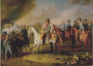 Johann Joseph Wenzel Radetzky tábornagy és vezérkara Milánó előtt... (festmény, vászon) alkotó: Albrecht Adam