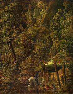 Német: Drachenkampf des hl. Georg Vidéki erdő, Szent György a sárkánnyal harcoló Szent Györggyel alkotó: Albrecht Altdorfer