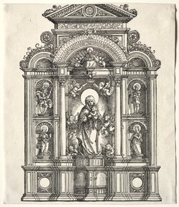 Nagy oltár a Szűzanyával, az SS határában. Christopher, George, Barbara, Catherine alkotó: Albrecht Altdorfer