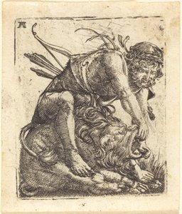 Herkules legyőzi a nemeai oroszlánt alkotó: Albrecht Altdorfer