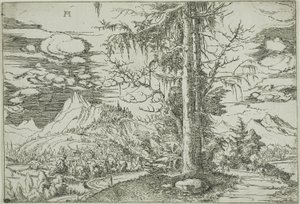 Táj dupla lucfenyővel alkotó: Albrecht Altdorfer