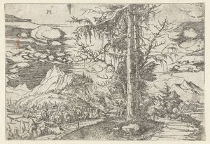 Táj dupla fenyővel alkotó: Albrecht Altdorfer