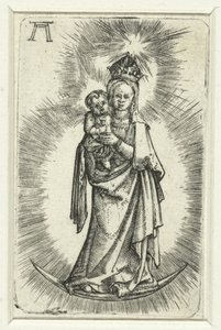 Madonna a Holdsarlón alkotó: Albrecht Altdorfer
