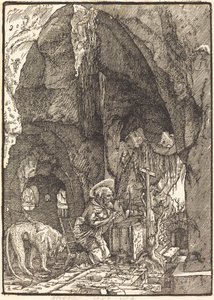 Szent Jeromos egy barlangban alkotó: Albrecht Altdorfer