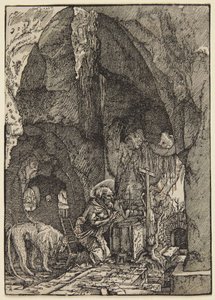 Szent Jeromos egy barlangban alkotó: Albrecht Altdorfer