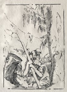 Szent Kristóf átkel a vízen Krisztussal a vállán alkotó: Albrecht Altdorfer
