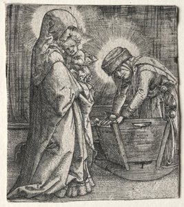 Szűzanya a gyermekkel és Szent Anna a bölcsőnél, 1520-1526. alkotó: Albrecht Altdorfer