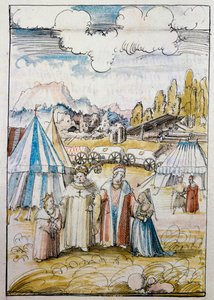 A leendő I. Maximilián császár apja, III. Friedrich vezetésével Neussban találkozik menyasszonyával, Burgundi Máriával ... alkotó: Albrecht Altdorfer