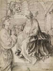 Egy Potentát előtt térdelő fiatal, 1490-es évek alkotó: Albrecht Dürer