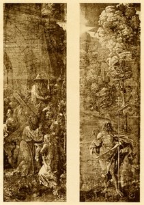 Kereszt és Krisztus viselése a győzelem zászlajával alkotó: Albrecht Dürer