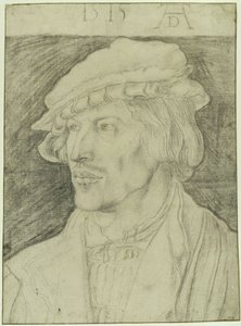 Egy szakálltalan fiatal férfi mellkép, balra néző alkotó: Albrecht Dürer