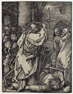 Krisztus kiűzi a pénzváltókat a templomból, sz. 7 a „The Small Passion” sorozatból alkotó: Albrecht Dürer