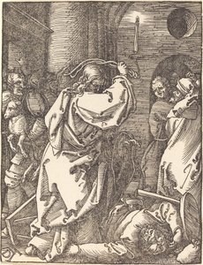 Krisztus kiűzi a pénzkölcsönzőket a templomból alkotó: Albrecht Dürer