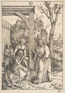 Krisztus búcsúzik édesanyjától, „A Szűz élete” című műből alkotó: Albrecht Dürer