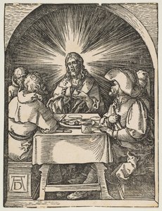 Krisztus Emmausban, A kis szenvedésből, kb. 1510. alkotó: Albrecht Dürer