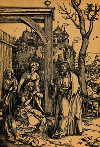 Krisztus búcsút vesz az anyjától. Krisztus elmegy az anyjától, 1504-1505. alkotó: Albrecht Dürer