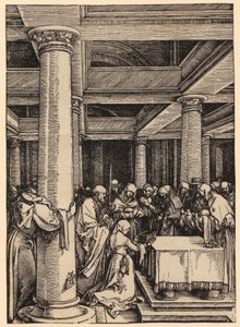 Bemutatás a templomban, 13. lap a „Mária élete” sorozatból alkotó: Albrecht Dürer