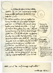 Vázlat Albrecht Durer Willibald Pirckheimernek szóló dedikációjáról, c1523 alkotó: Albrecht Dürer