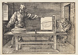 Rajzoló lantot rajzol alkotó: Albrecht Dürer