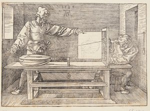 Rajzoló lantot rajzol alkotó: Albrecht Dürer
