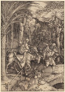 Menekülés Egyiptomba, a „Mária élete” sorozat 14. lapja alkotó: Albrecht Dürer
