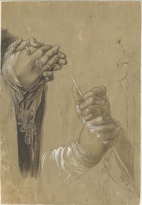 Kéz és fej profilban alkotó: Albrecht Dürer