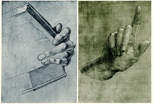 Kéz könyvvel alkotó: Albrecht Dürer